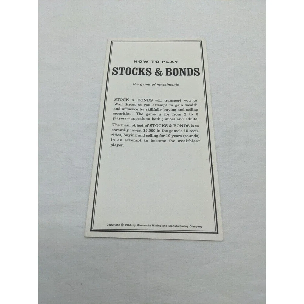 Avalon Hill Stocks And Bonds Board Game 3M Bookshelf Games